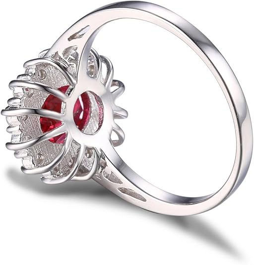 ZEVORA Classic Ruby Halo Ring – Handmade White Gold & Ruby Halo Jewelry