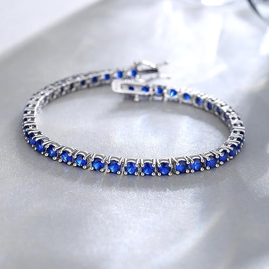 ZEVORA Sapphire Tennis Bracelet – Handmade White Gold & Sapphire Jewelry