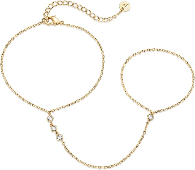 ZEVORA Beaded Handchain Bracelet – Handmade Gold Jewelry