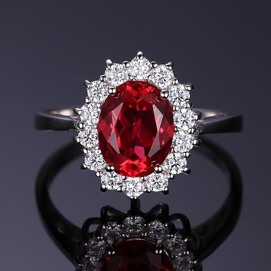 ZEVORA Classic Ruby Halo Ring – Handmade White Gold & Ruby Halo Jewelry