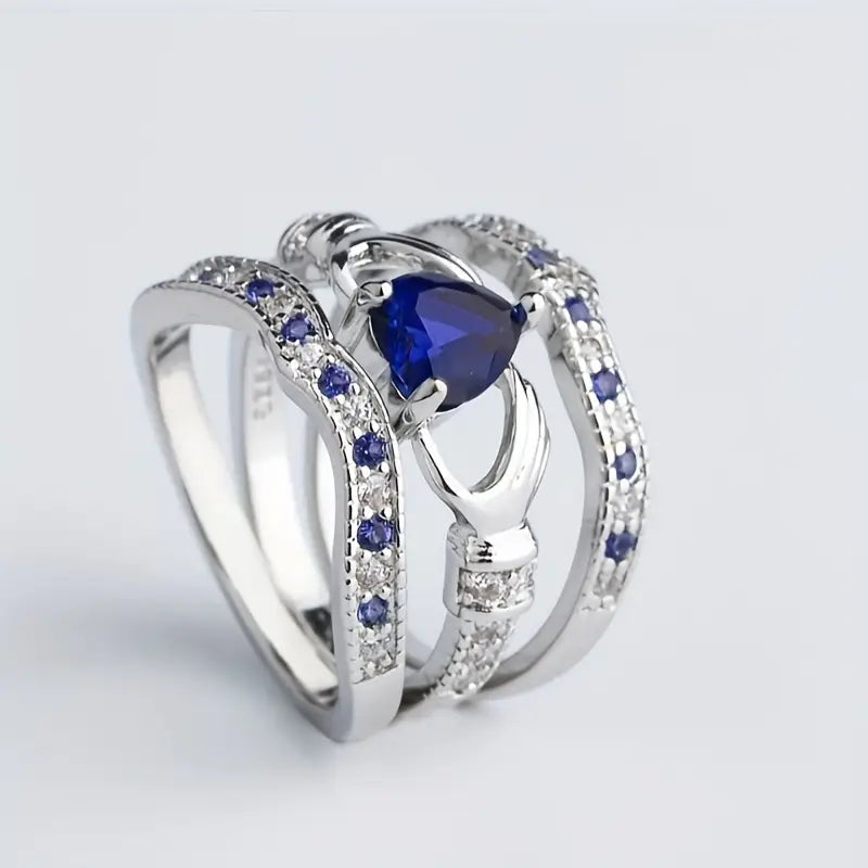 ZEVORA Eternal Lux Azura Ring Set – White Gold