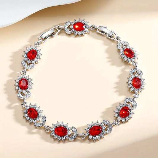 ZEVORA Iridessa Raventhorn Bracelet – Handmade White Gold & Ruby Jewelry