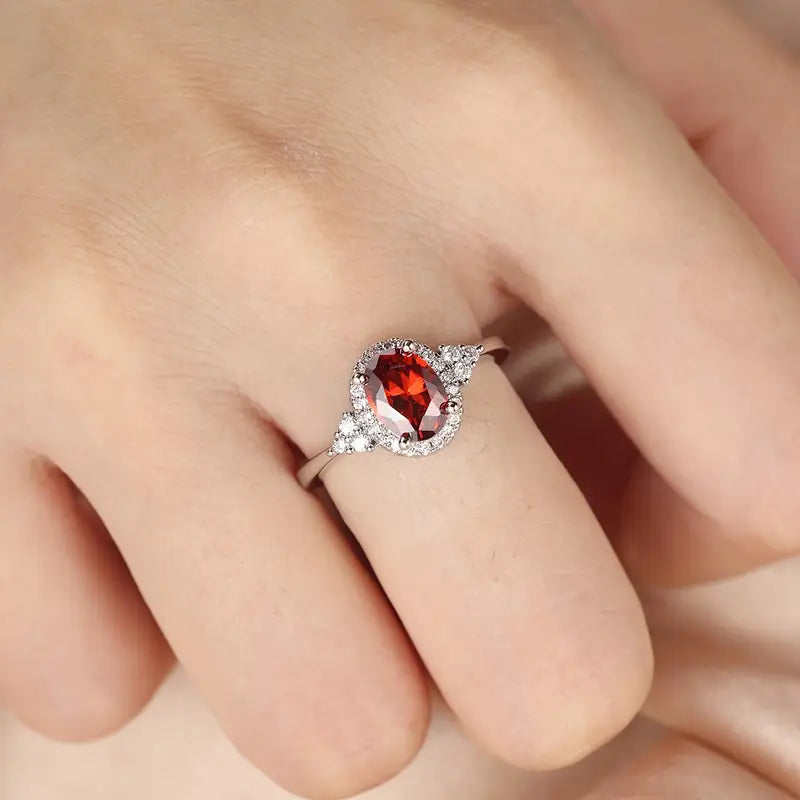 ZEVORA Kirelle Emberlain Ring – Handmade White Gold & Ruby Ember-Inspired Jewelry