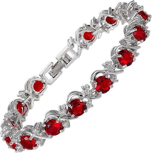 ZEVORA Ruby Vine Tennis Bracelet – Handmade White Gold & Ruby Jewelry