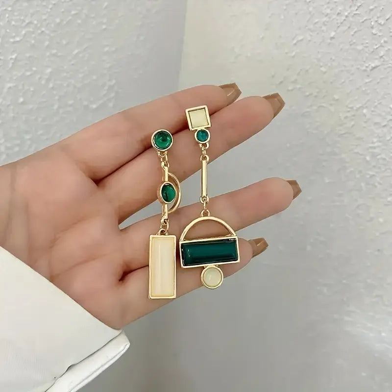 ZEVORA Selène Marquet Earrings – Gold Emerald Green Marquise Drop Earrings
