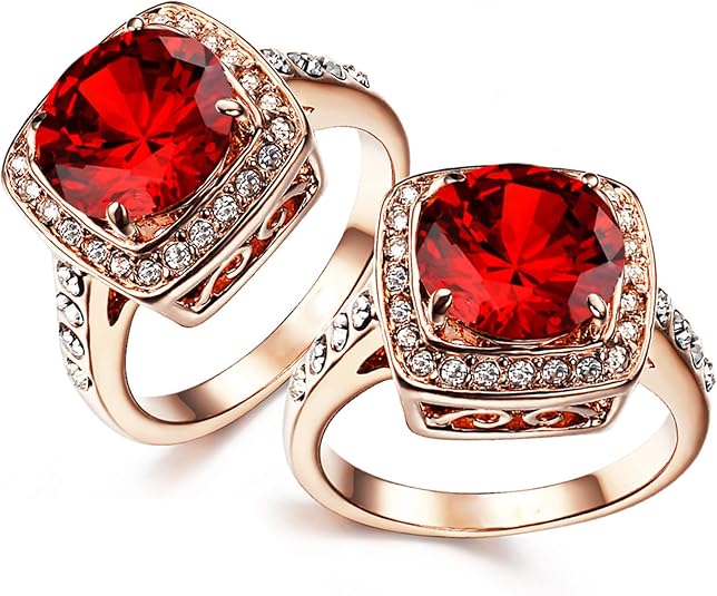 ZEVORA Ruby Halo Statement Ring – Rose Gold