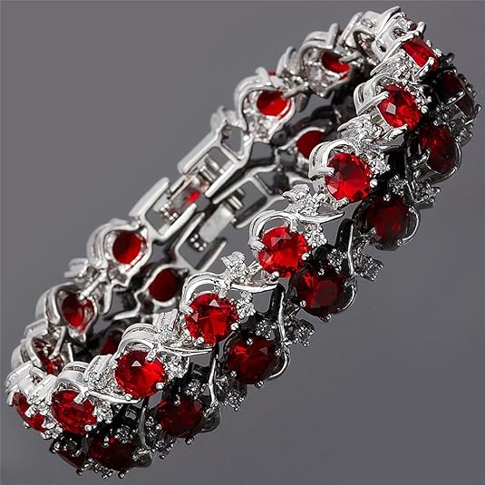 ZEVORA Ruby Vine Tennis Bracelet – Handmade White Gold & Ruby Jewelry