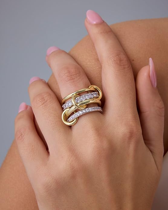 ZEVORA Interlock Stack Rings – Gold