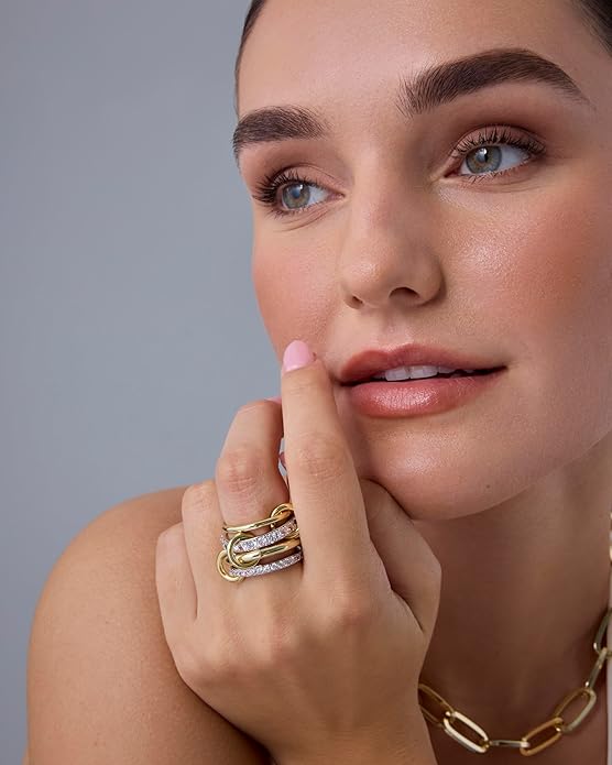 ZEVORA Interlock Stack Rings – Gold