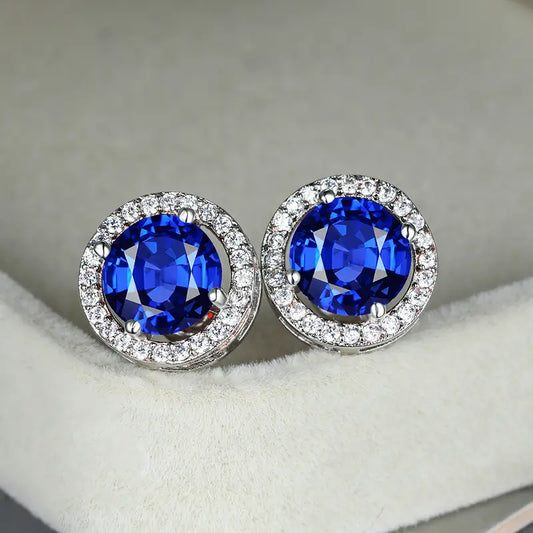 ZEVORA Lúcia Celestine Earrings – White Gold Blue Sapphire Celestial Drop Earrings