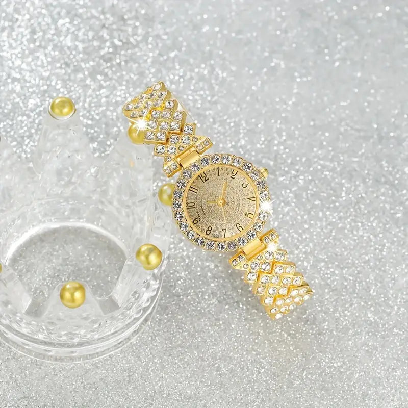 ZEVORA Luxe Radiance Watch & Bracelet Set – Handmade Gold Jewelry Set
