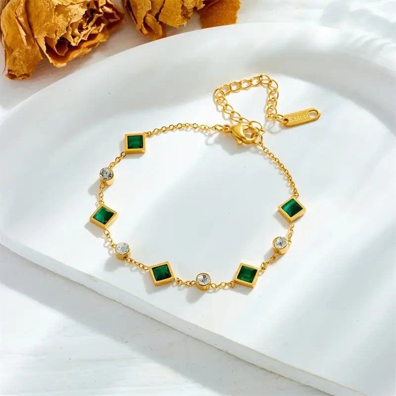 ZEVORA Amelisse Glenwyn Bracelet – Handmade Gold & Emerald Jewelry