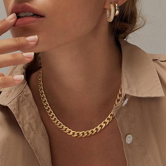 ZEVORA Chunky Cuban Link Necklace – Gold