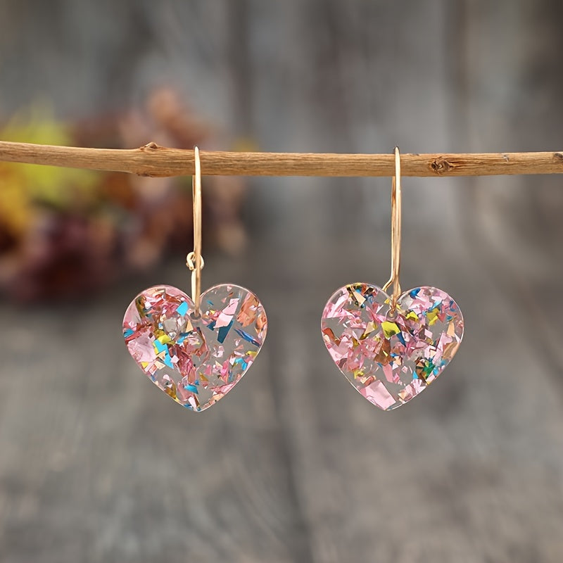 ZEVORA Sugarplum Heart Drop Earrings – Gold Pink Sapphire Heart Drop Earrings