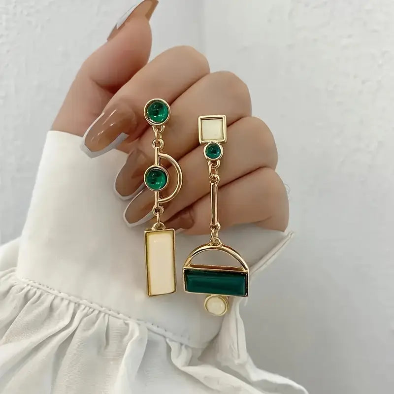 ZEVORA Selène Marquet Earrings – Gold Emerald Green Marquise Drop Earrings