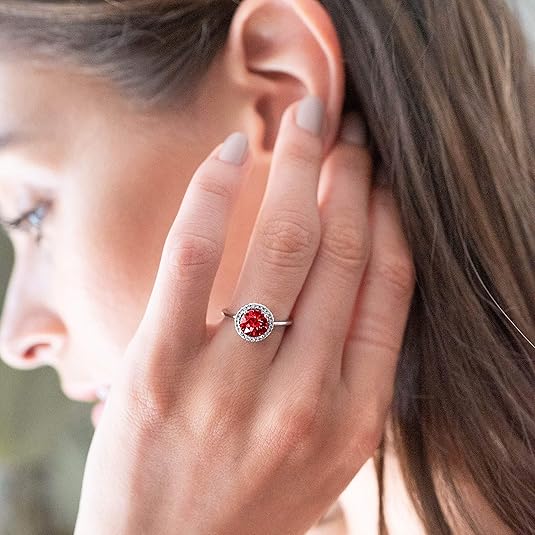 ZEVORA Crimson Glow Promise Ruby Ring – Handmade White Gold & Ruby Jewelry