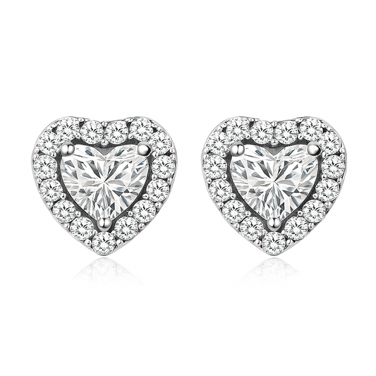 ZEVORA Luna Heart Earrings – White Gold Moonlit Heart Drop Earrings