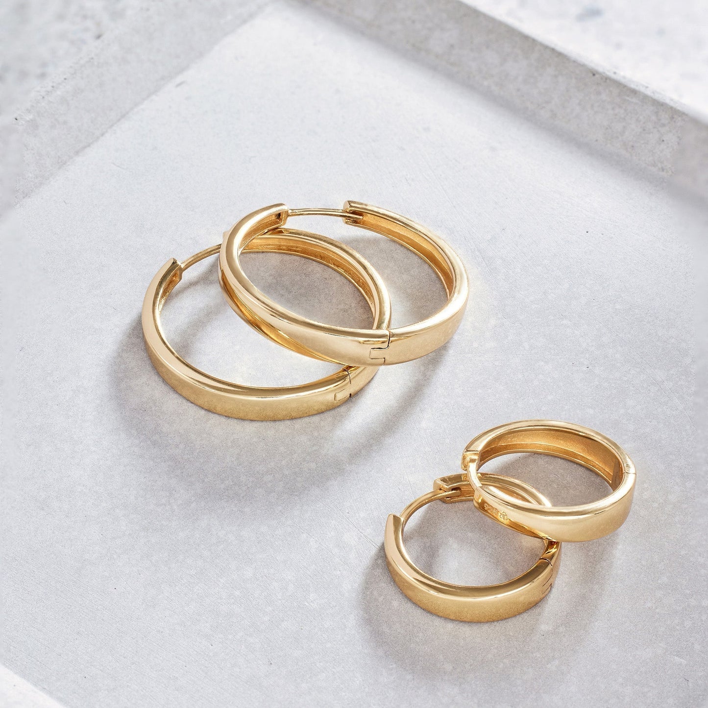 ZEVORA Gia Hoops – White Gold Chunky Tapered Hoop Earrings