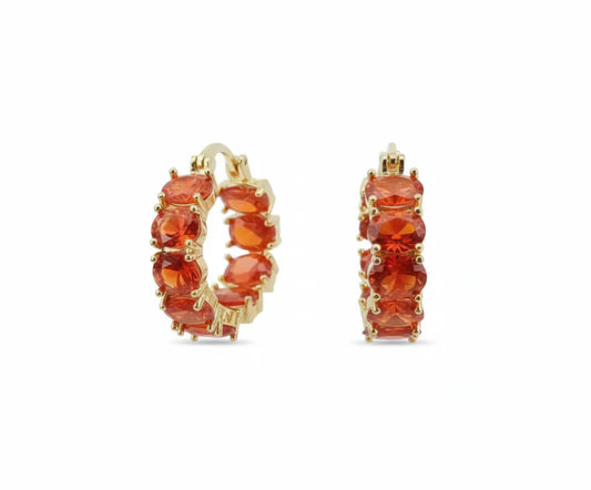 ZEVORA Crown Earrings – Gold Ruby Crown Stud Earrings