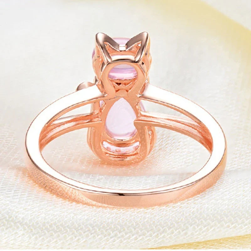 ZEVORA Cat Ring – Handmade Rose Gold Cat Lover Jewelry
