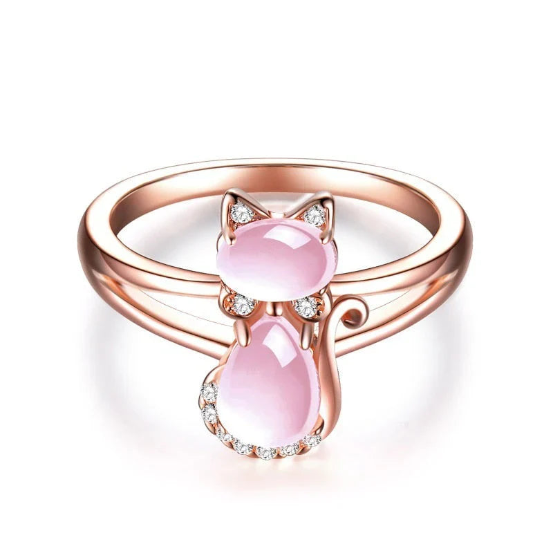 ZEVORA Cat Ring – Handmade Rose Gold Cat Lover Jewelry