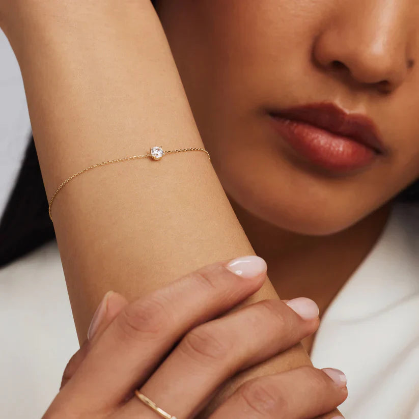 ZEVORA Cléa Moissanite Stone Bracelet – Handmade Gold & Moissanite Jewelry