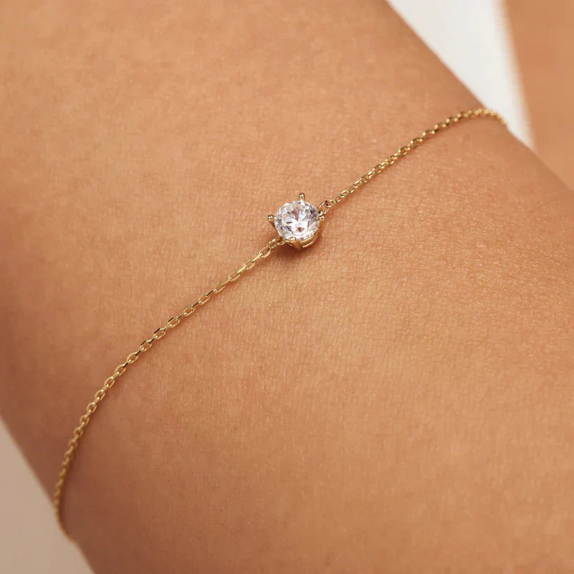 ZEVORA Cléa Moissanite Stone Bracelet – Handmade Gold & Moissanite Jewelry