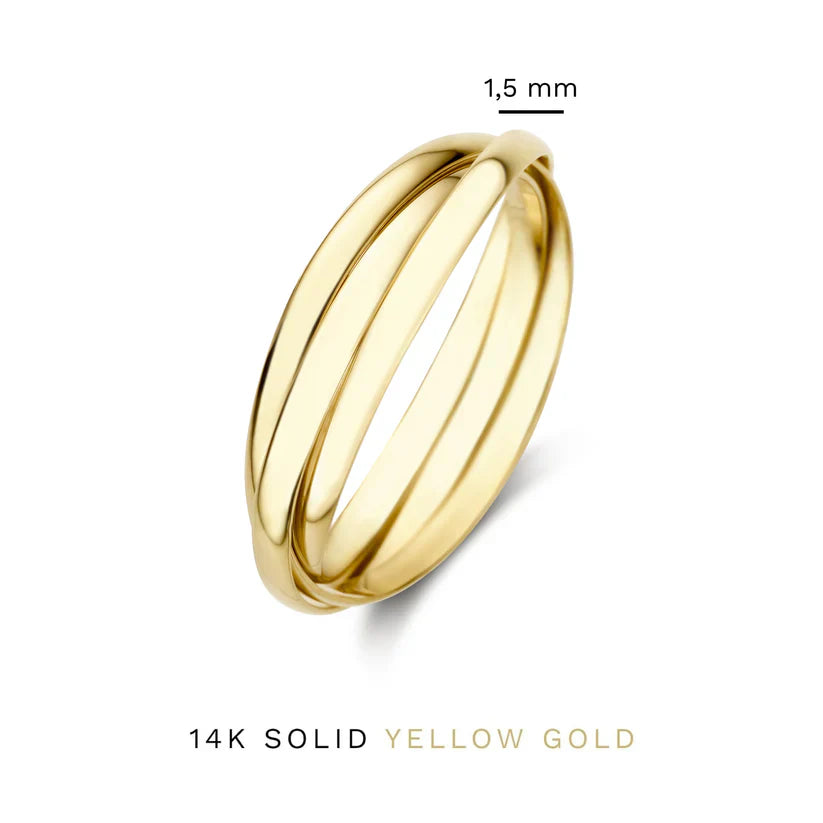 ZEVORA Léna Trielle Ring – 14K Gold Minimalist Stacking Ring