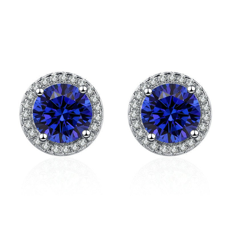 ZEVORA Lúcia Celestine Earrings – White Gold Blue Sapphire Celestial Drop Earrings
