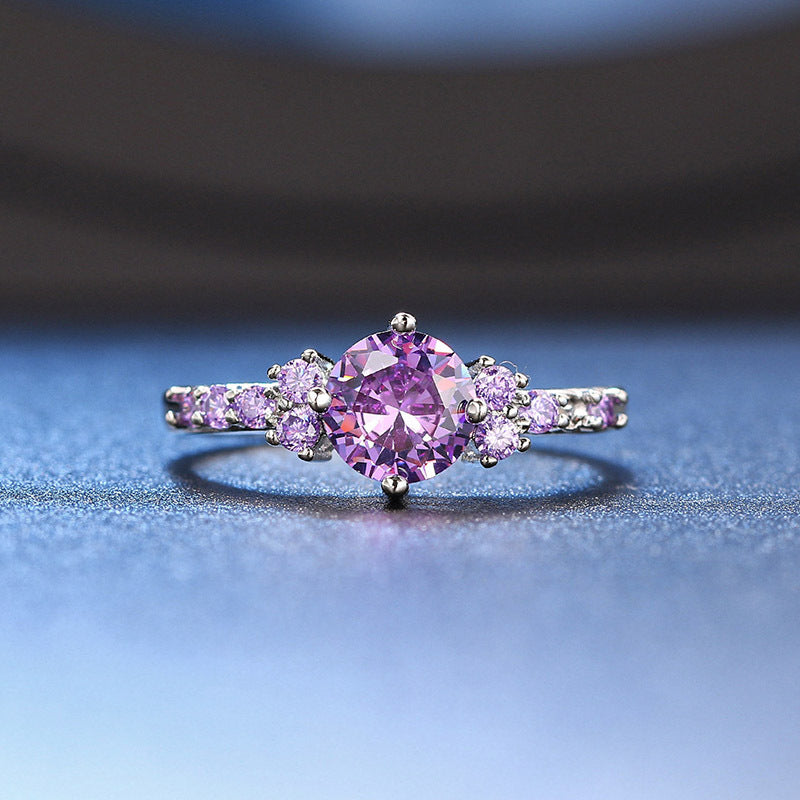 ZEVORA Celia Virelyn Ring – Handmade White Gold & Amethyst Jewelry