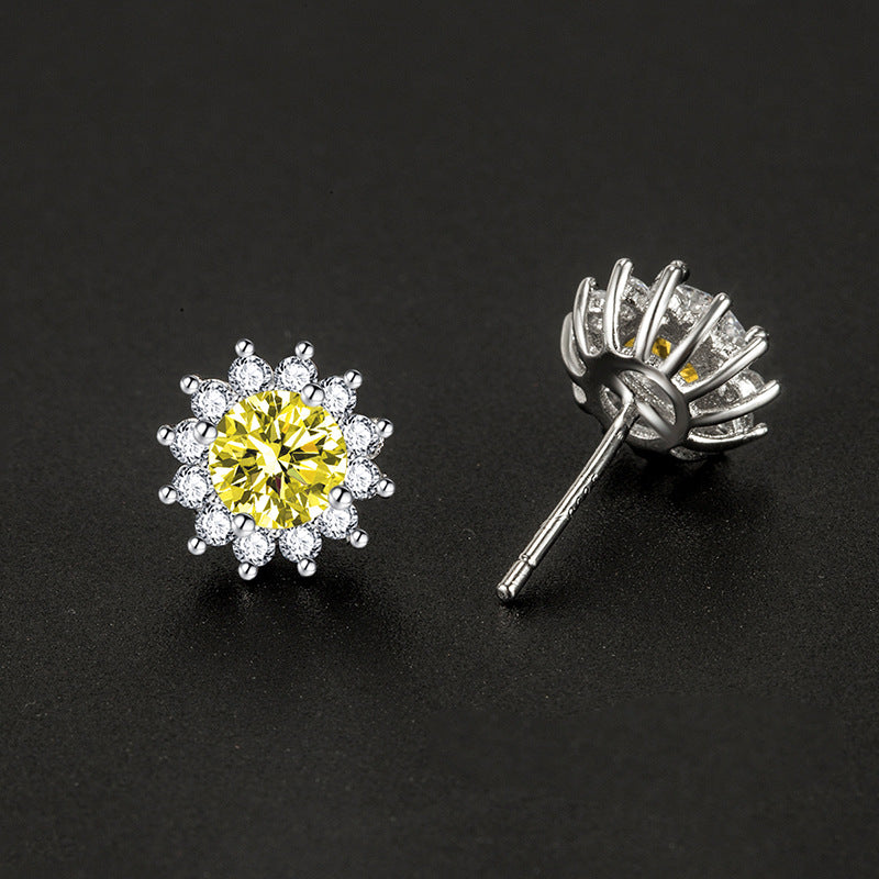 ZEVORA Sunlit Muse Earrings – White Gold Yellow Citrine-Inspired Drop Earrings