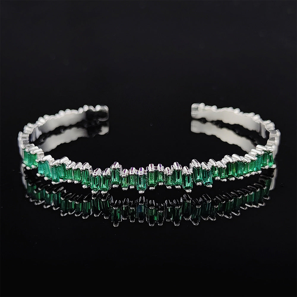 ZEVORA Milena Thalys Bracelet – Handmade White Gold & Emerald Jewelry
