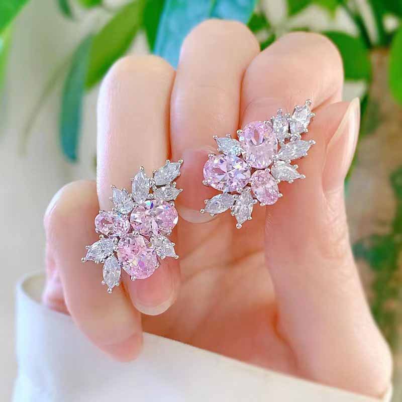 ZEVORA Lyra Blushbloom Earrings – White Gold Pink Sapphire Floral Bloom Earrings