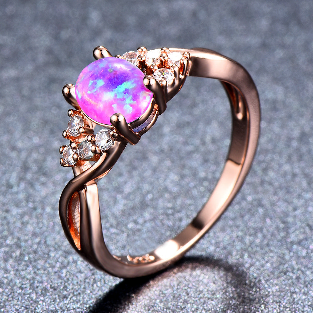 ZEVORA Sylva Moonhart Blue Ring – Handmade Rose Gold & Blue Stone Jewelry
