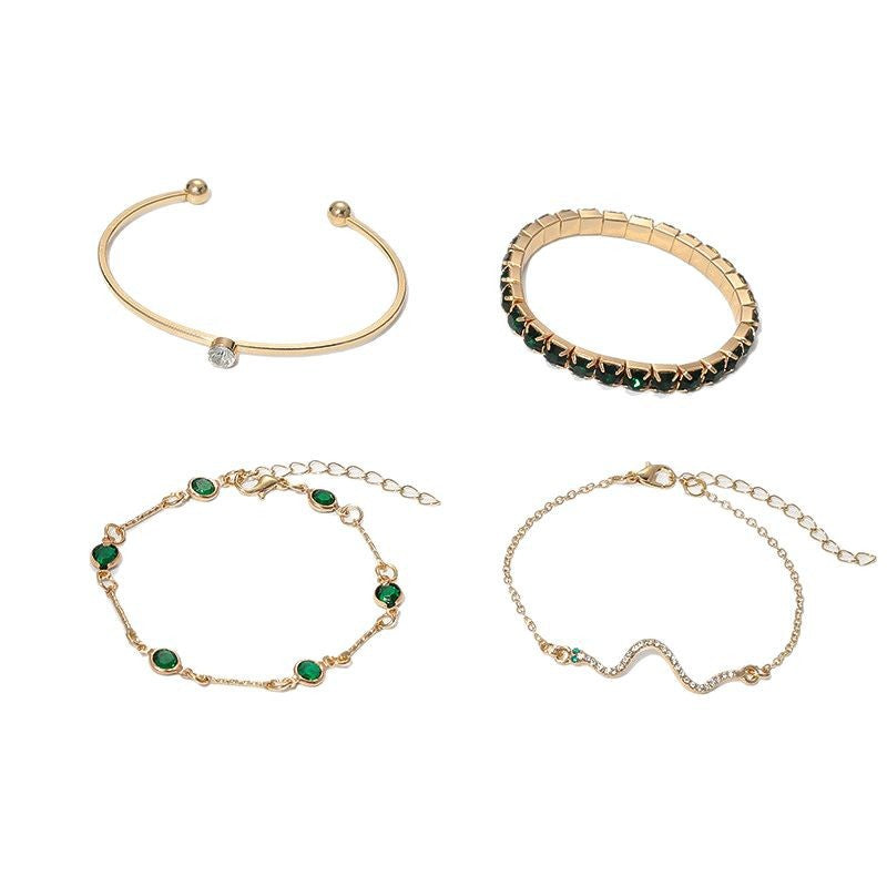 ZEVORA Sorina Feldwyn Bracelet Set – Handmade Gold & Emerald Jewelry Set