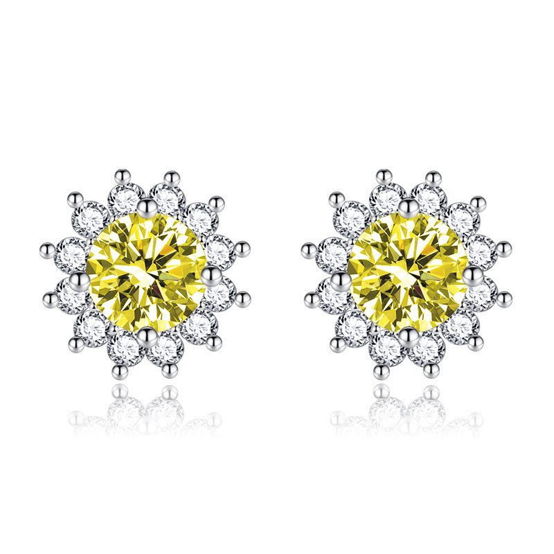 ZEVORA Sunlit Muse Earrings – White Gold Yellow Citrine-Inspired Drop Earrings