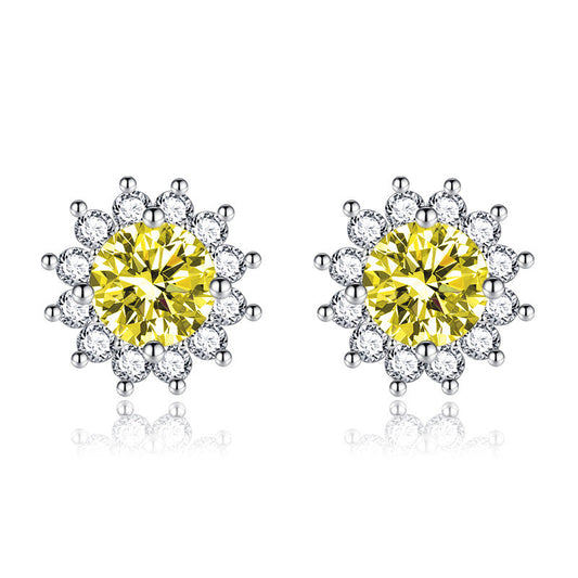 ZEVORA Sunlit Muse Earrings – White Gold Yellow Citrine-Inspired Drop Earrings