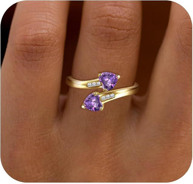 ZEVORA Noctira Violet Heartwrap Ring – Handmade Gold & Amethyst Jewelry