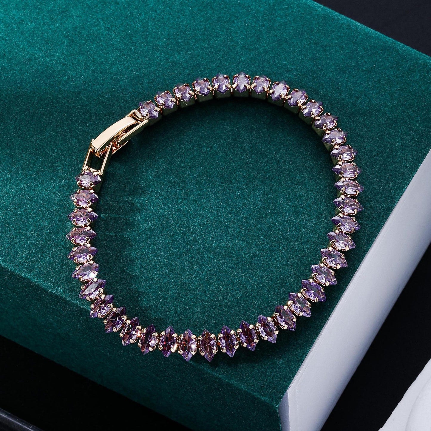 ZEVORA Amethyst Marquise Tennis Bracelet – Handmade Gold & Amethyst Jewelry