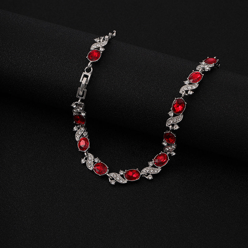ZEVORA Giada Valrouge Bracelet – Handmade White Gold & Ruby Jewelry