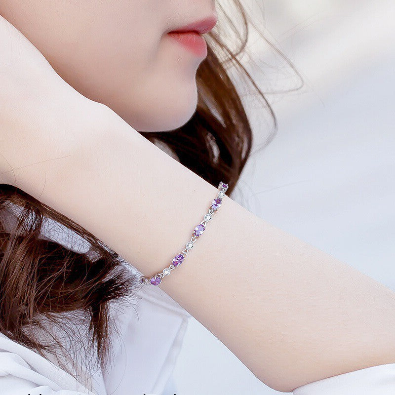 ZEVORA Amethyst Starlight Bracelet – White Gold