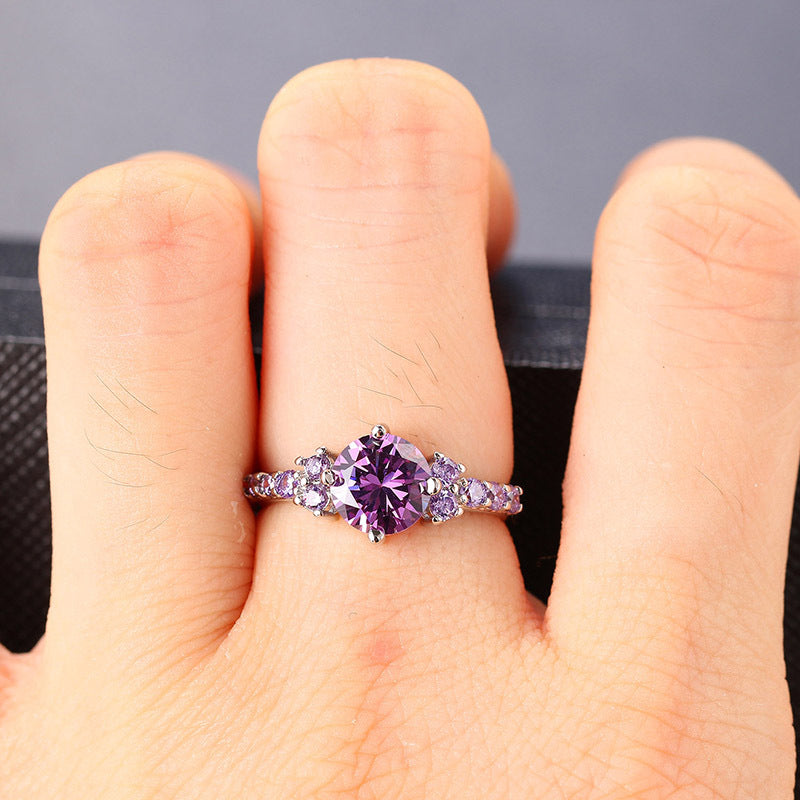 ZEVORA Celia Virelyn Ring – Handmade White Gold & Amethyst Jewelry