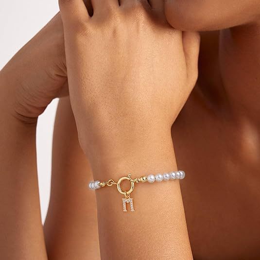 ZEVORA Auden Clé Letter Bracelet – Handmade Gold Initial Jewelry