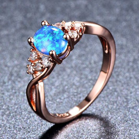 ZEVORA Sylva Moonhart Blue Ring – Handmade Rose Gold & Blue Stone Jewelry