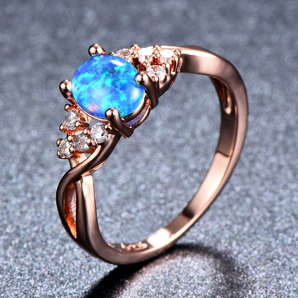 ZEVORA Sylva Moonhart Ring – Handmade Rose Gold & White Stone Forest Moon Jewelry