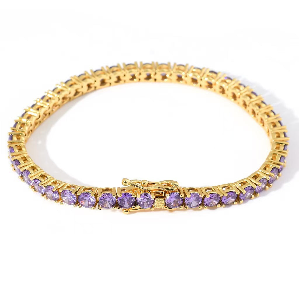 ZEVORA Amethyst Tennis Bracelet – Handmade White Gold & Amethyst Jewelry