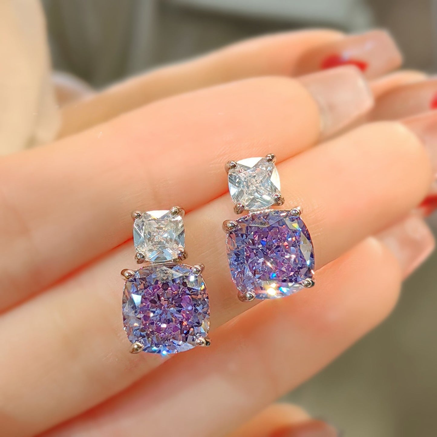 ZEVORA Adeline Violetta White Gold Jewelry Set – Handmade & Hypoallergenic