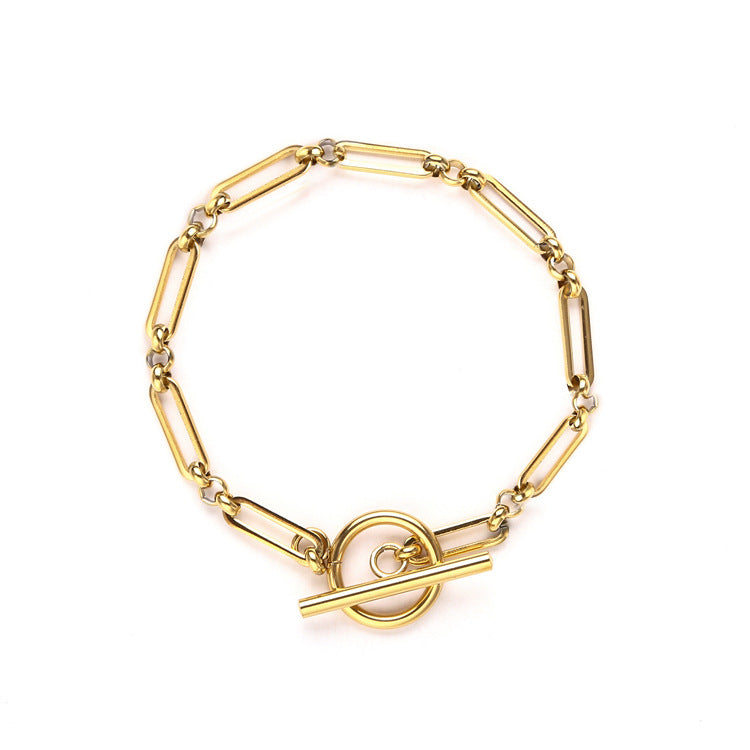 ZEVORA Link T-Bar Bracelet – Handmade Gold Chain Jewelry