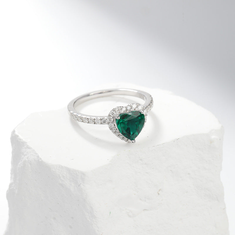 ZEVORA Delara Virenza Ring – Handmade White Gold & Emerald Jewelry