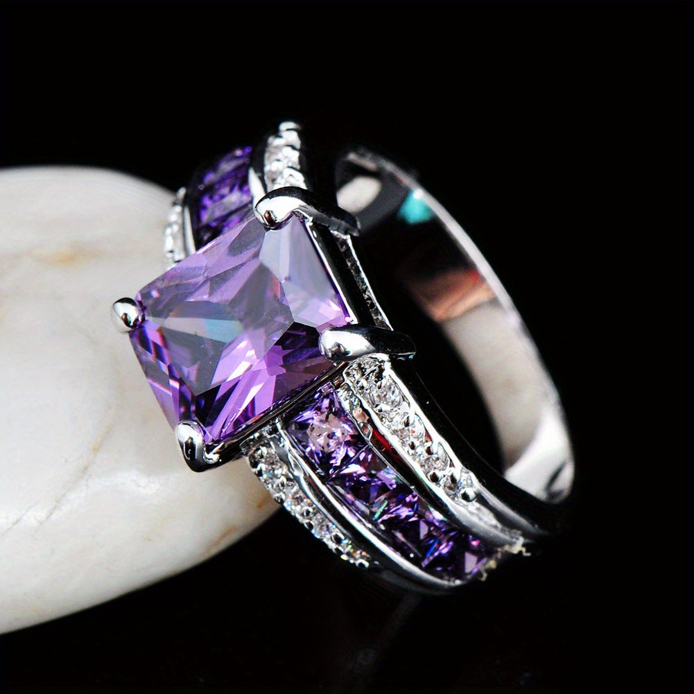ZEVORA Kassira Lilacmont Ring – Handmade White Gold & Amethyst Jewelry